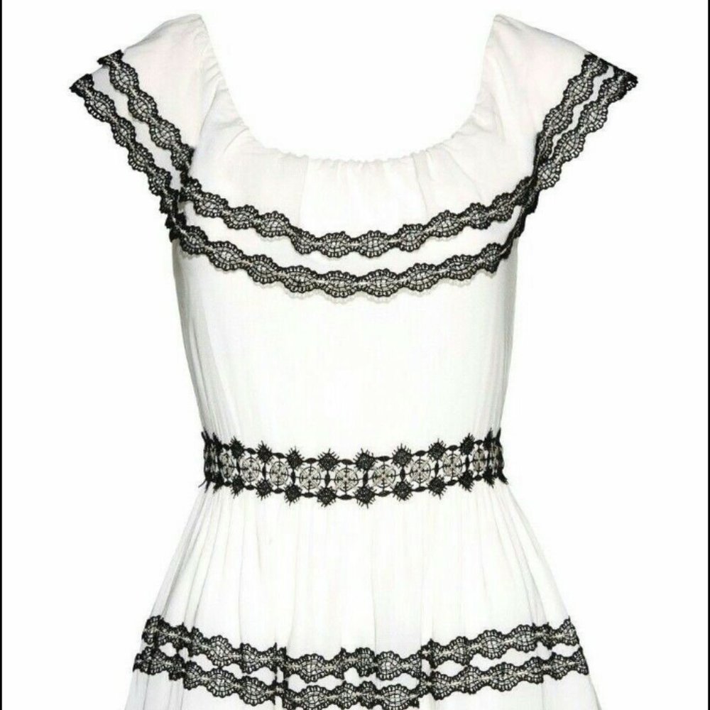 60's Inspired Off-the-Shoulder Dress with Lace from Alice & Olivia